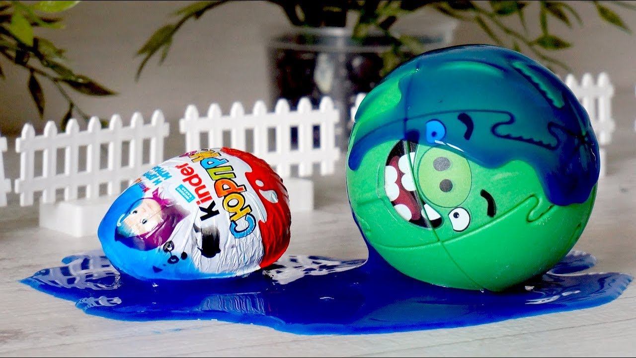 Видео с крашиками Энгри Бердс. Свин попал в аварию. Открываем Киндер сюрприз смотреть онлайн