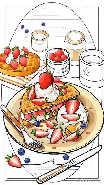 хрустящие вафли сладкие ягоды молочные сливки чего ещё не пожелать утром