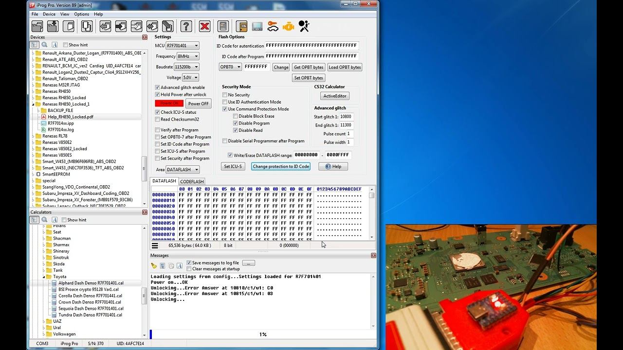 IprogPro RH850 Locked R7F701401 Lexus RX350 2023