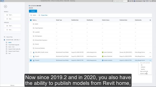 Revit 2020: Publish Cloud Models on Revit Home смотреть онлайн