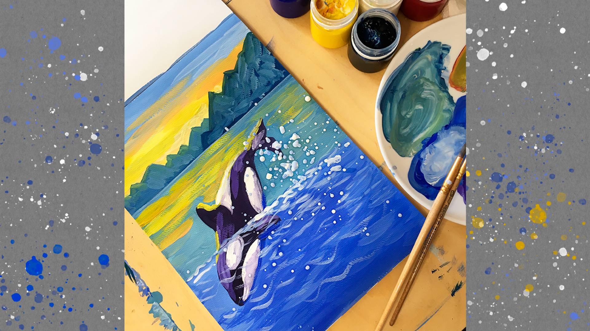 Косатка. Рисуем просто гуашью. Рисование 9+