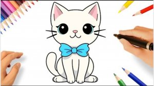 Как нарисовать красивого белого КОТА