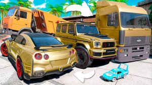 Угнал кучу золотых чит тачек и огромный монстр трак у мажора за 180 сек! Битва воров в ГТА 5 Онлайн