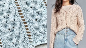 Фантазийная коса с шишечками и ажуром / Узор джемпера от Wrap London