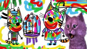 ТРИ КОТА  ВЕСЕЛЯТСЯ И СОЧИНЯЮТ МУЗЫКУ С РОДИТЕЛЯМИ, РИСУЕМ С ГОВОРЯЩИМ КОТЕНКОМ АБИ #28