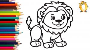 Мультик - раскраска для детей ЛЬВЕНОК. Учимся как рисовать ЛЬВА вместе с детьми // ОБУЧАШКА ТВ