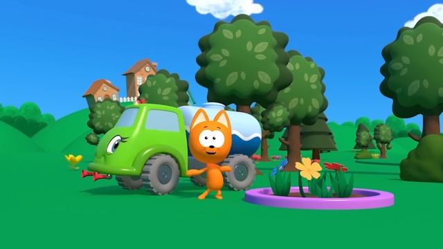 Песни для детей - Котенок Котэ в 3D! - Веселая детская песня, мультики про машинки