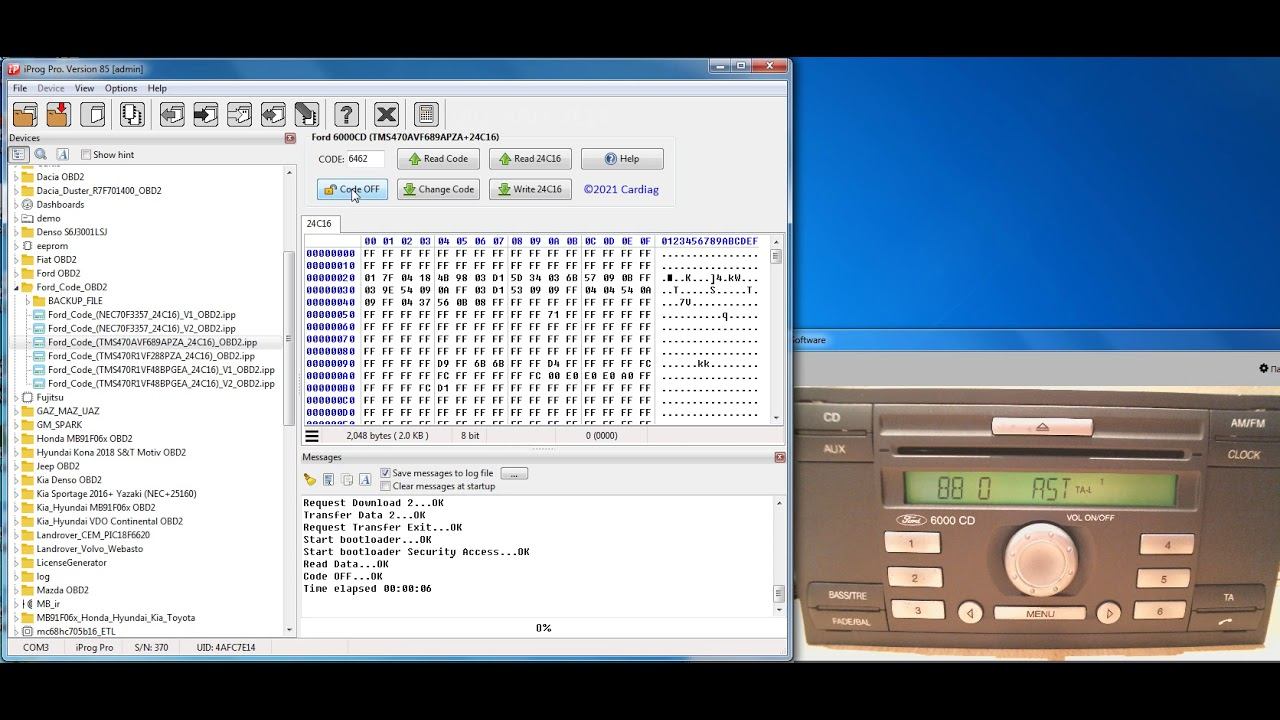 IprogPro Ford 6000CD TMS470AVF689APZA+24C16 OBD2