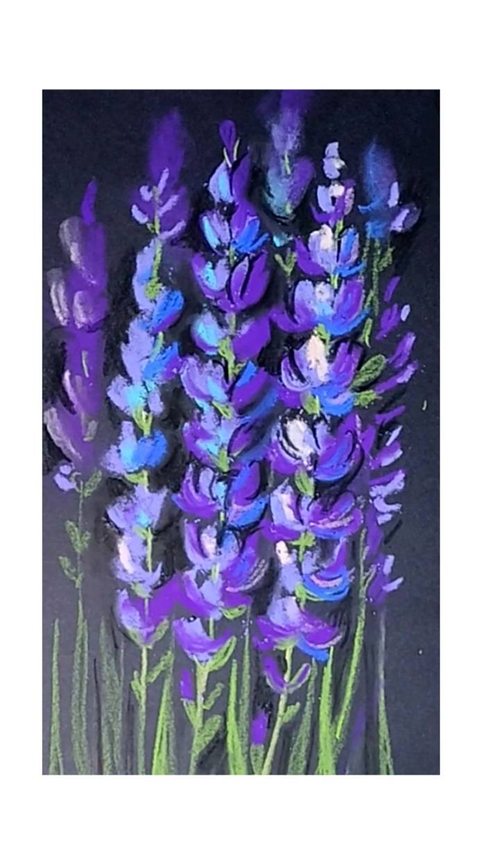 Как просто нарисовать лаванду пастелью на черной бумаге. смотреть онлайн