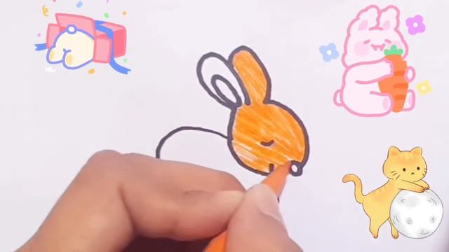 Сурет салу қоян. How to draw a rabbit for children step by step Bolalar uchun quyon rasm chizish смотреть онлайн