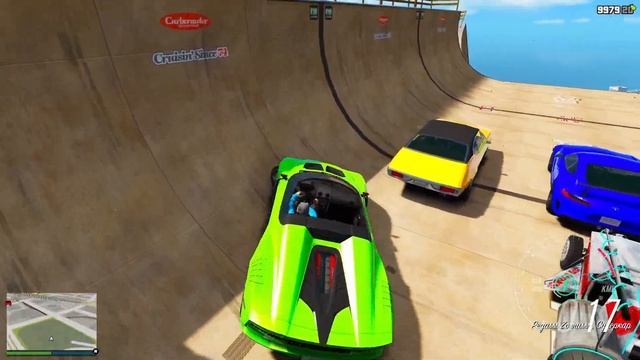 СПУСК БЕЗ ТОРМОЗОВ НА ОГРОМНОМ КОЛЕСЕ ПО ТРАМПЛИНУ В ГТА 5 МОДЫ! В GTA 5 ВИДЕО MODS смотреть онлайн