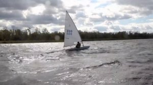 Яхта Луч (Laser). Сильный ветер. Extreme sailing