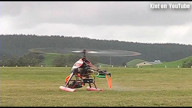 Large gas-powered RC model helicopter used as a camera platform смотреть онлайн