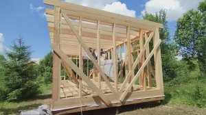 Односкатная крыша дома,стропилы,утепление.Мини-дом-каркасник.Участок с нуля.Часть №7