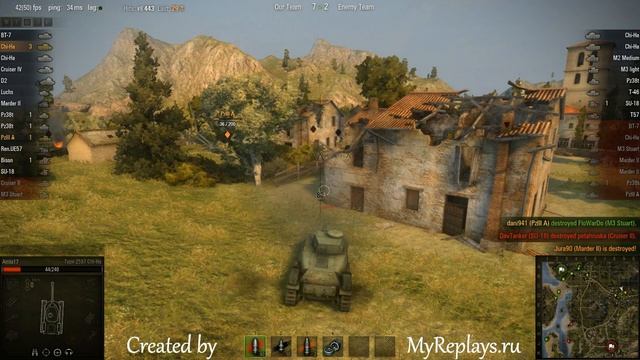 WOT: Hills - Chi-Ha - 6 frags - смотреть онлайн