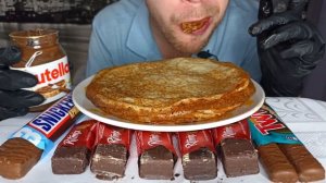 ASMR CHOCOLATE CANDY BAR SNICKERS TWIX SALTED CARAMEL KITKAT NUTELLA CREPE MUKBANG EATING SOUND SON