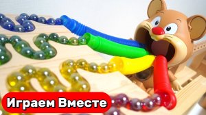 Шарики в цветных туннелях и на лестницах 🐭 Огромная мышь и яркие туннели – АСМР! 🐭Видео для детей
