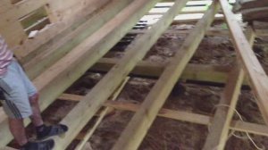 Дом из бруса. Крепление лаг перекрытия, установка черепного бруска.