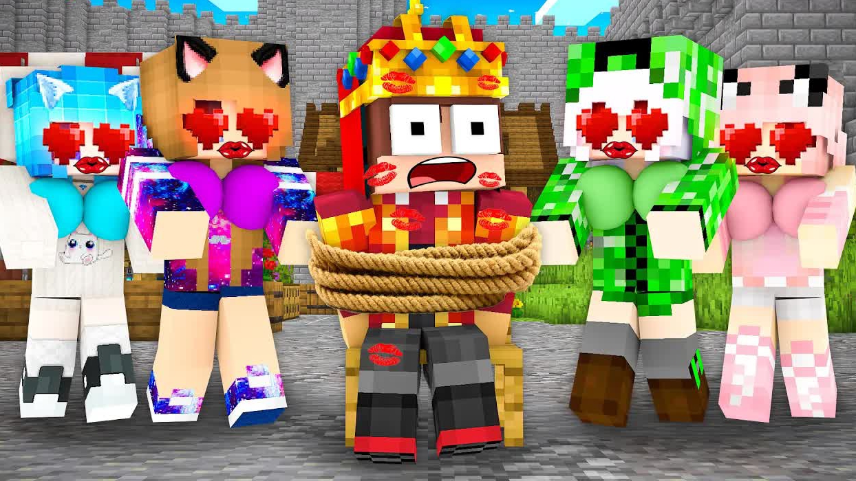 новый король в Майнкрафте против безумных девочек Minecraft мультфильм смотреть онлайн