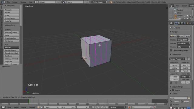 3 minutes blender tutorial for absolute beginner - Part 23 Loop Cut and subdivision смотреть онлайн