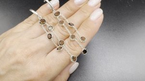 Длинные серьги с раух топазом Серебро 925 пробы  Ювелирная огранка Длина 7 см РАУ014