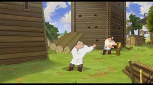 Богатыри разбирают здание на дрова ((наоборот)+ standing here i realize)