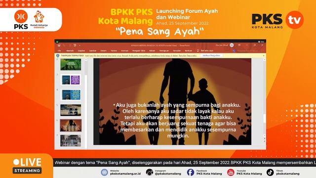 LAUNCHING FORUM AYAH DAN WEBINAR "PENA SANG AYAH" BPKK PKS KOTA MALANG | AHAD, 25 SEPTEMBER 2022 смотреть онлайн