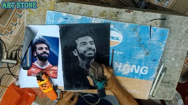 Mohamed Salah | Timelapse Carving Portrait of Mohamed Salah on Granite Stone смотреть онлайн
