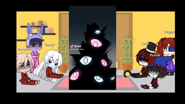 Реакция персонажей из цифровой цирк на тт|я делаю это в первый раз не хейтить!!