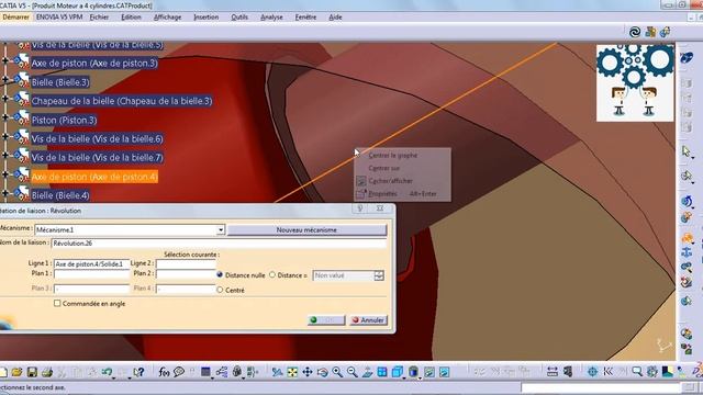 Moteur 4 cylindres; partie Simulation/ Animation avec CATIA V5, part DMU Kinematics four engine смотреть онлайн