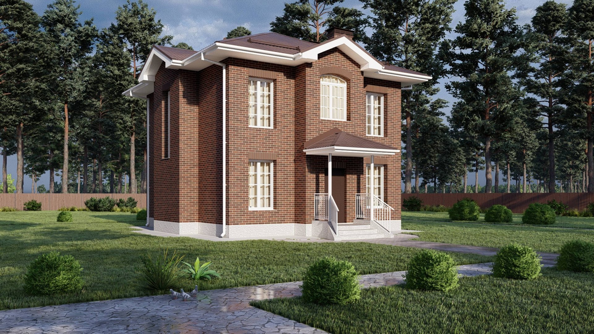 Внешний вид дома снаружи, проект кирпичного дома Софрино 100 смотреть онлайн