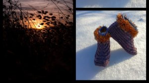 11.МК # "СУМЕРКИ" # тапочки следочки с веерами# на двух спицах без швов из меланжевой пряжи#