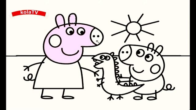 Раскраска СВИНКА Пеппа гуляет на улице смотреть онлайн