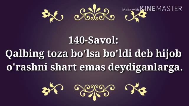 140.Қалбинг тоза бўлса бўлди деб хижоб ўрашни шарт эмас дейдиганларга насиҳат. Абдуллоҳ Зуфар
