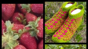 64. МК "КЛУБНИЧНОЕ НАСТРОЕНИЕ" #ТАПОЧКИ-СЛЕДОЧКИ С ВЕЕРАМИ #НА ДВУХ СПИЦАХ БЕЗ ШВОВ #