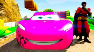 Цветные Тачки Молния Маккуин с супергероями Забавный мультфильм для детей и малышей Детские стишки