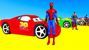 Мультфильм для Детей Цветные Машины Человек Паук Халк Джокер Супермен Капитан Америка для детей