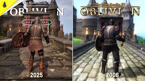 Oblivion Remastered Vs Original - Сравнение деталей и физики (GameLight)
