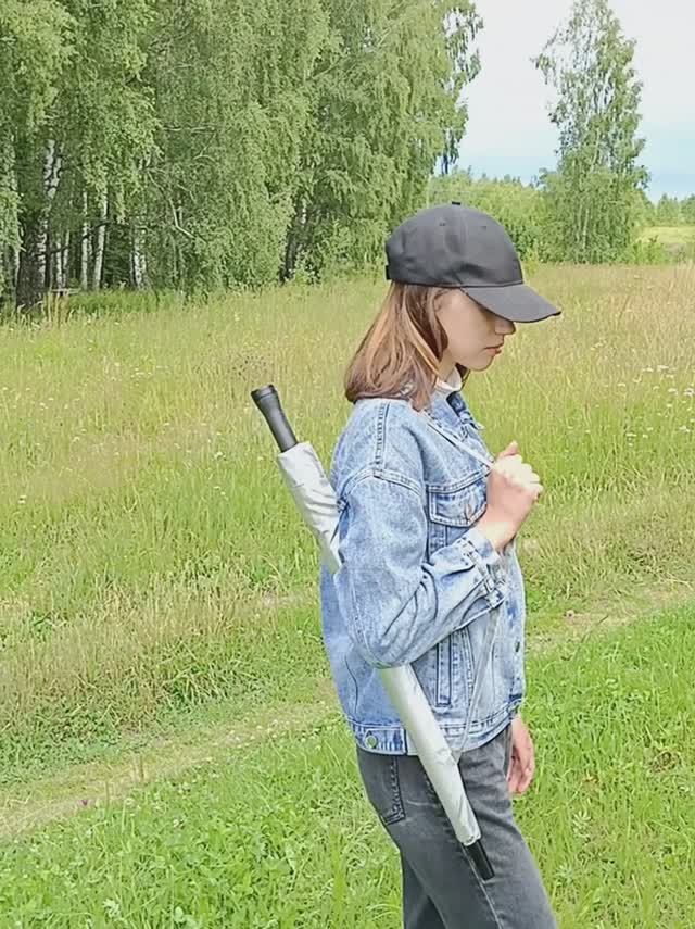 Чехол для зонта трость с лямкой Серебристый 60 и 70см.