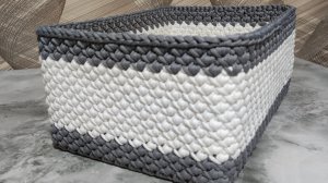 Мастер класс!!! Прямоугольная корзина из полиэфирного шнура крючком 💫