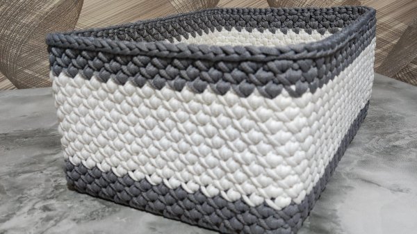 Мастер класс!!! Прямоугольная корзина из полиэфирного шнура крючком 💫