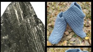 70.МК. # "ГРАФИТ" # мужские тапочки-следочки на двух спицах без швов( большие размеры)