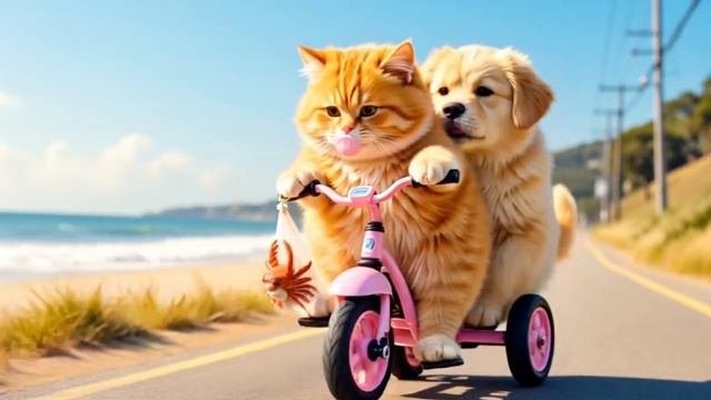 Kitten Collects Scrap, Buys A Big Crab, Rescues An Abandoned Golden Puppy - Cooks For Mama Cat 🐾🐶🦀