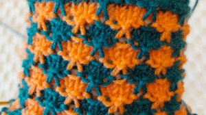 Ленивый жаккард для вязания по кругу / узор спицами для кругового вязания.