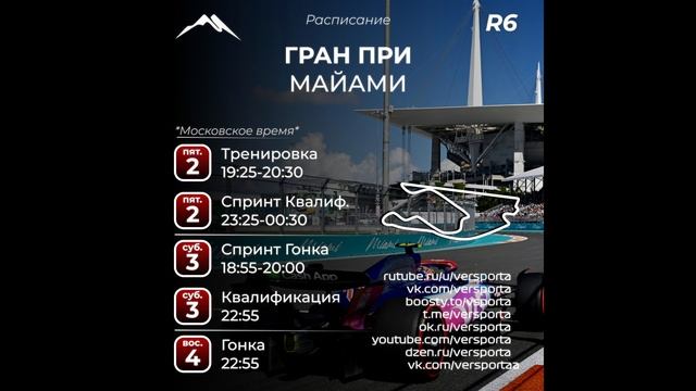 Расписание 6 этапа! США - Майами! С 02 по 04 мая 2025 смотреть онлайн