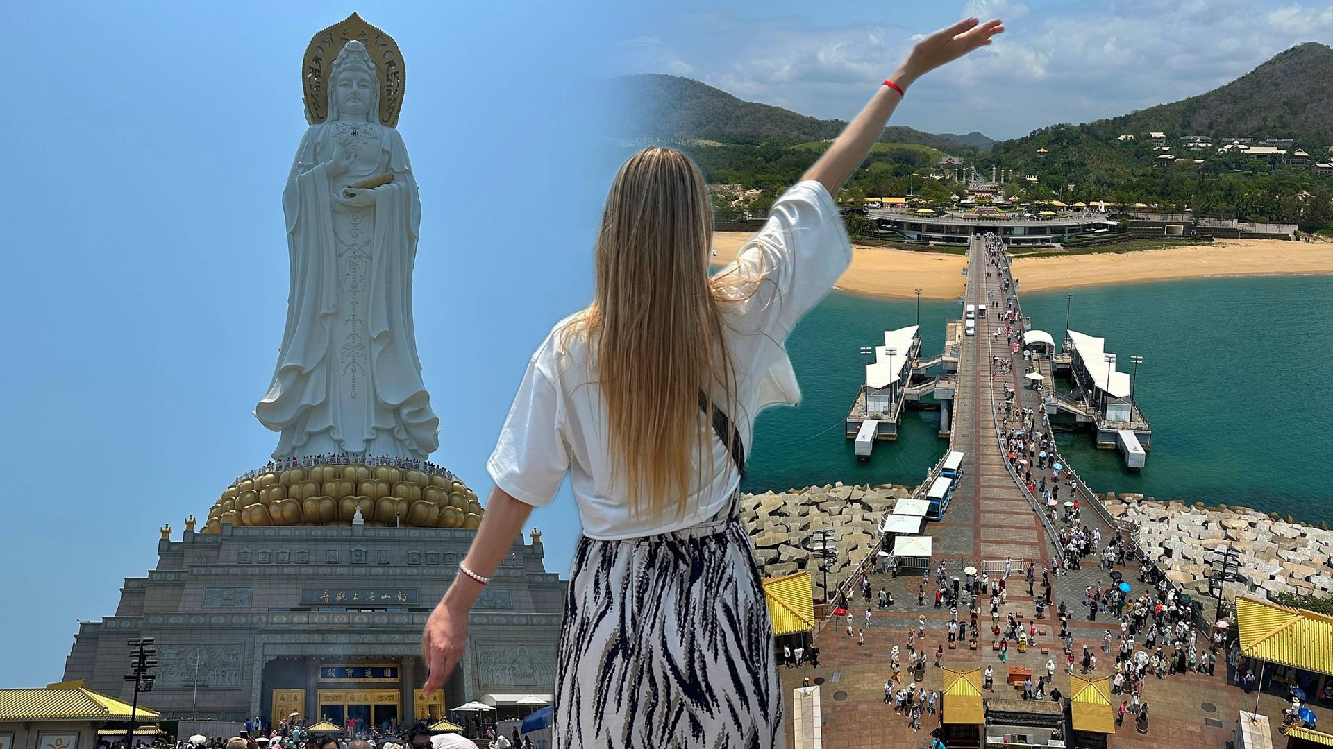 Поднялась к ногам статуи богини ГУАНЬИНЬ.Экскурсия в Центр буддизма НАНЬШАНЬ.Вид с высоты смотреть онлайн