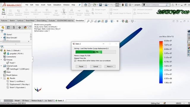 Propeller Simulation in solidworks | Centrifugal Simulation смотреть онлайн