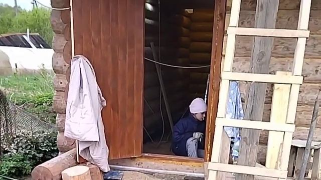 обработка сруба после шлифовки.mp4