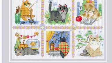 Вышивка крестиком от Риолис "Кошачий календарь" 3 смотреть онлайн