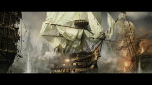 The ships go off into the sunset. Корабли уходят на закат.